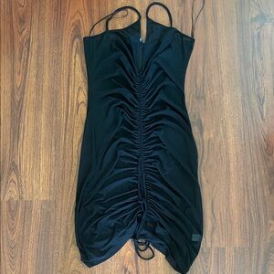Black Ruched Sleeveless Dress